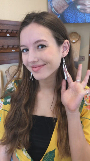 Long Double Strand Wispy Silver Earrings