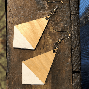 Diamond-Shaped Wood Earrings - Artisan Find Backyard Silversmiths