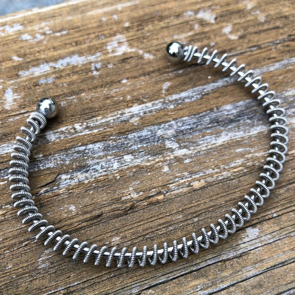 Electric Guitar String Cuff Bracelet - Artisan Find Backyard Silversmiths