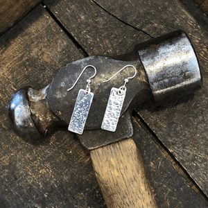Hammered Silver Bar Earrings Backyard Silversmiths