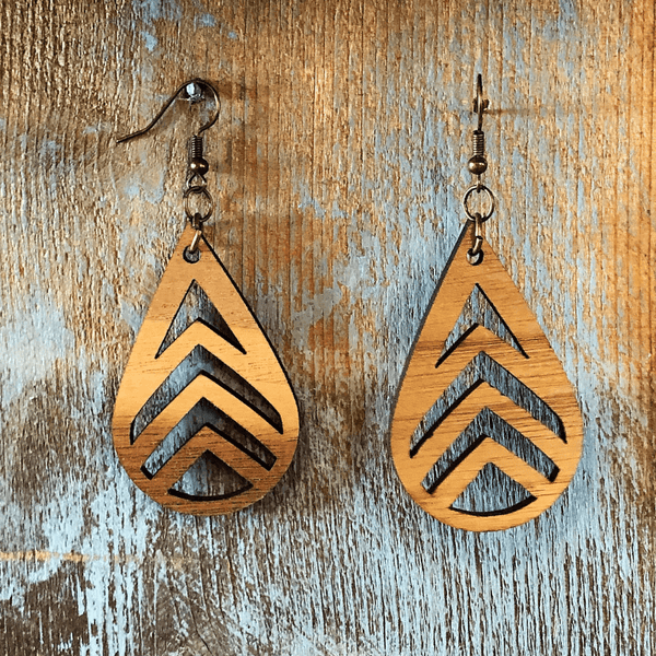 Laser Cut Wood Earrings with Cork Inlay - Happiness is Homemade