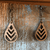 Small Diamond Chevron Wood Earrings - Artisan Find Backyard Silversmiths